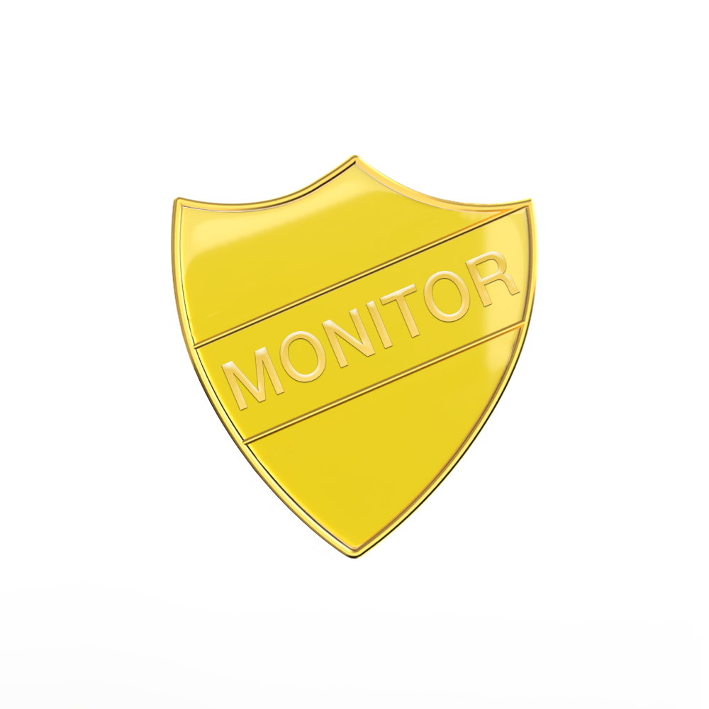 MONITOR badge yellow and gold (pack of 5)