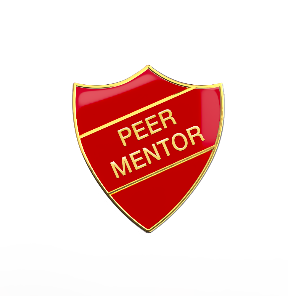 PEER MENTOR badge red and gold (pack of 5)