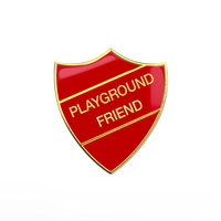 PLAYGROUND FRIEND badge red and gold (pack of 5)