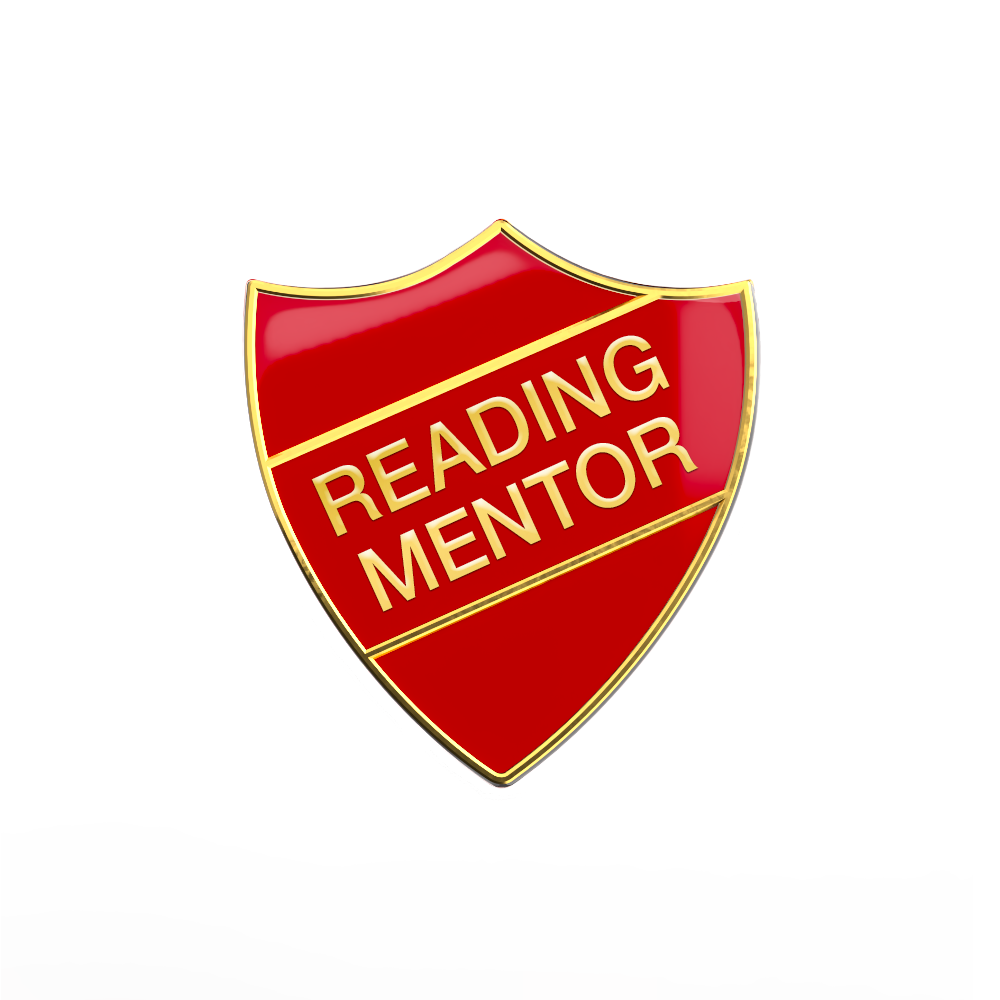 READING MENTOR badge red and gold (pack of 5)