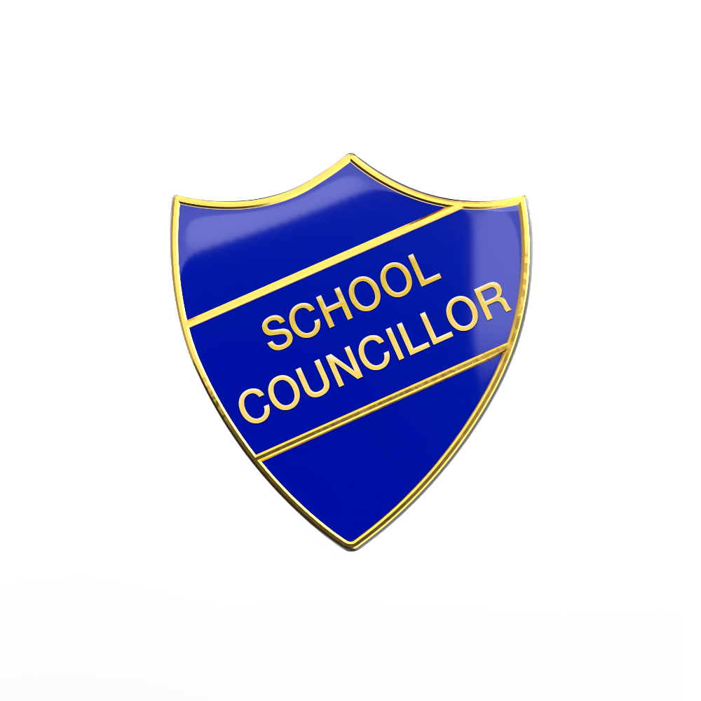 SCHOOL COUNCILLOR badge blue and gold (pack of 5)