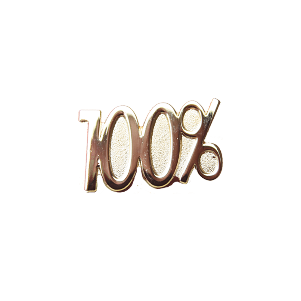 Gold 100% badge (pack of 5)