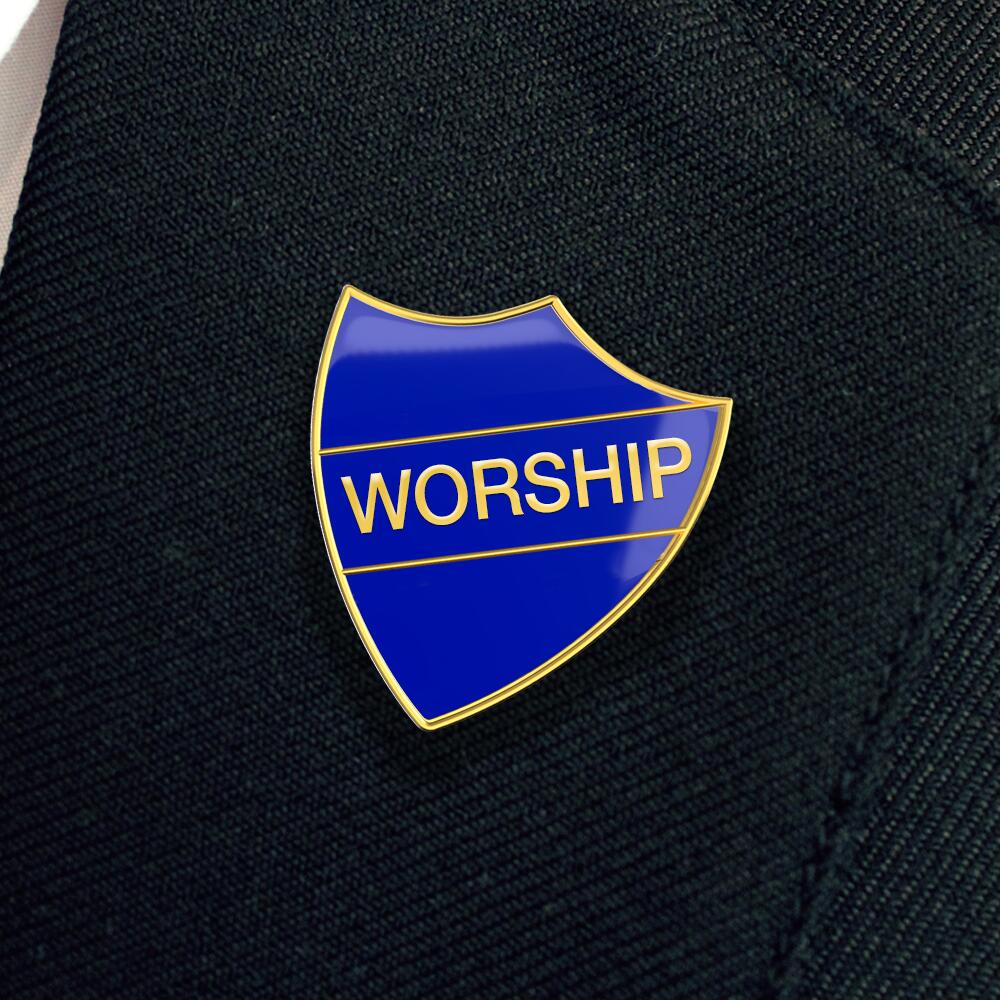 WORSHIP shield badge (pack of 5)