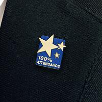100% ATTENDANCE enamel badge (pack of 5)
