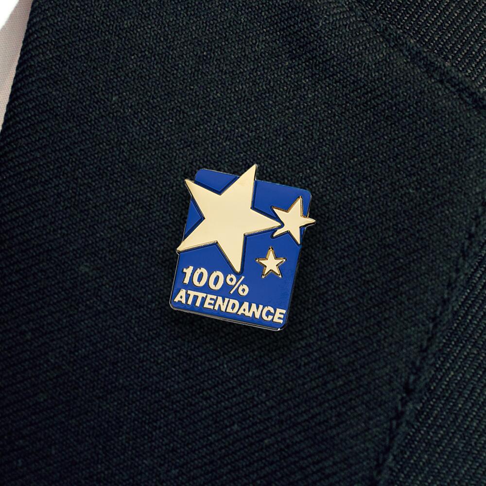 100% ATTENDANCE enamel badge (pack of 5)