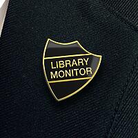 LIBRARY MONITOR shield badge (pack of 5)