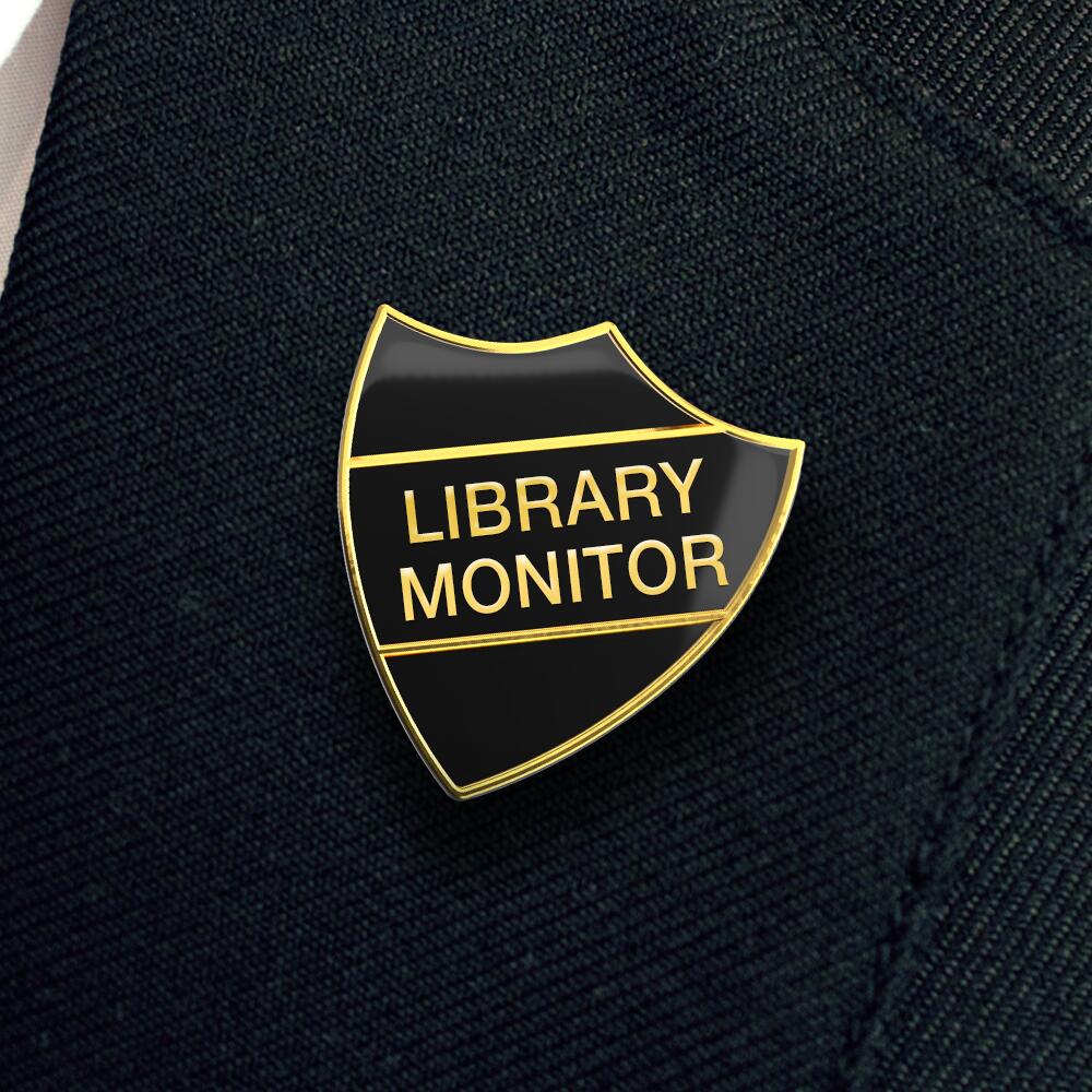 LIBRARY MONITOR shield badge (pack of 5)