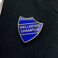 WELLBEING CHAMPION shield badge (pack of 5)