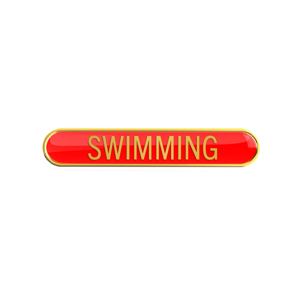 SWIMMING badge red (pack of 5)