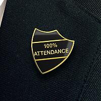 100% ATTENDANCE shield badge (pack of 5)