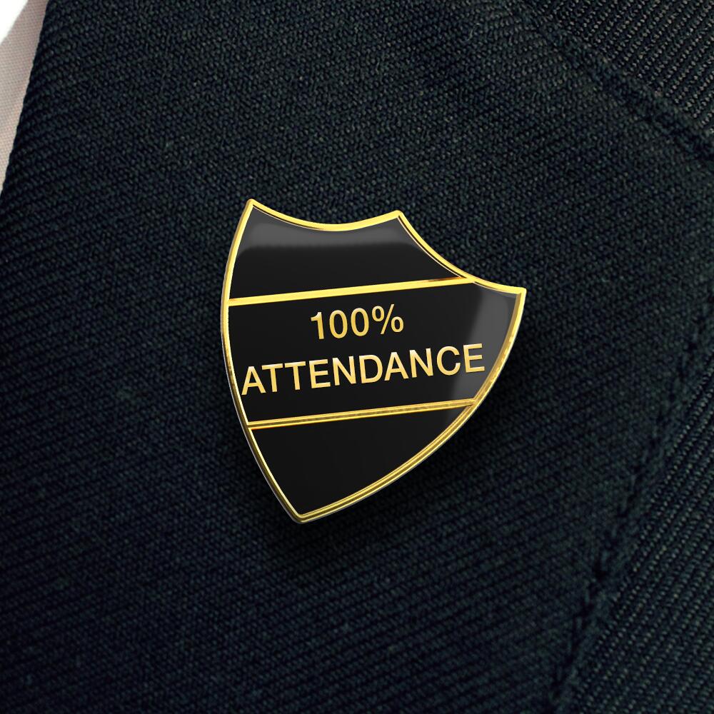 100% ATTENDANCE shield badge (pack of 5)