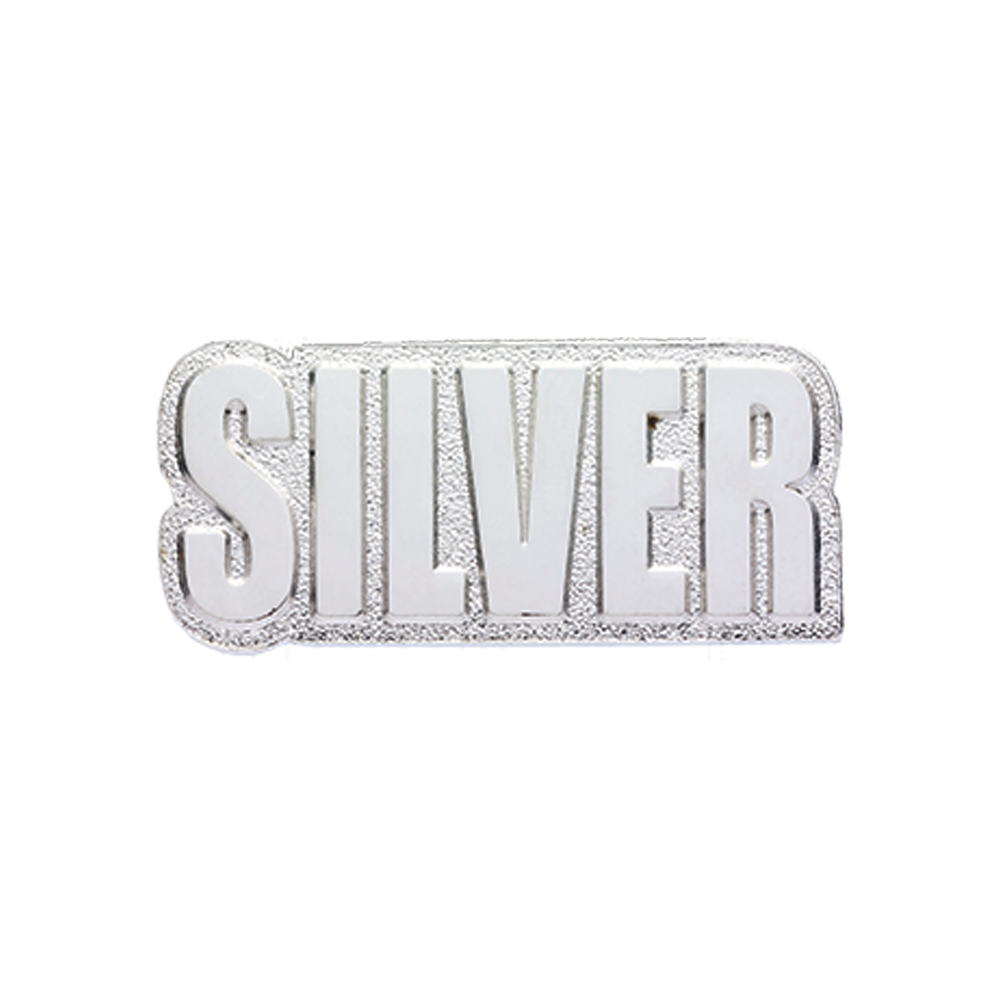 SILVER Shaped badge (pack of 5)