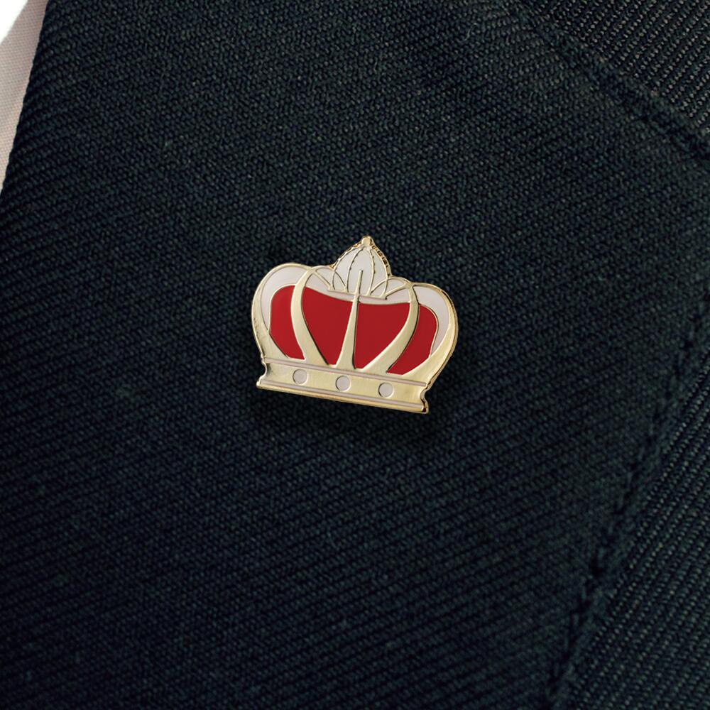 Gold and red crown enamel badge - Image 2
