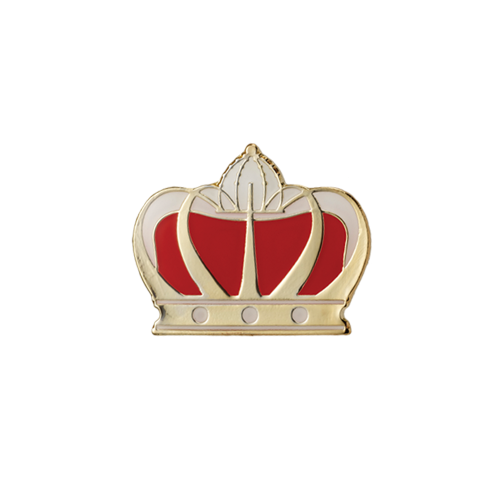 Gold and red crown enamel badge