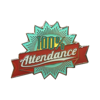 100% ATTENDANCE retro badge (pack of 5)