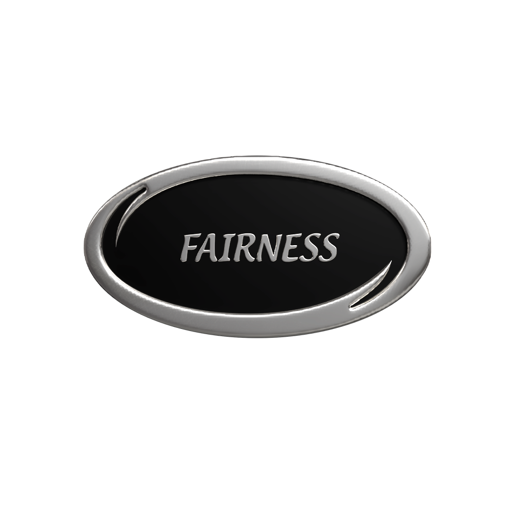 Fairness 'Values' enamel badge