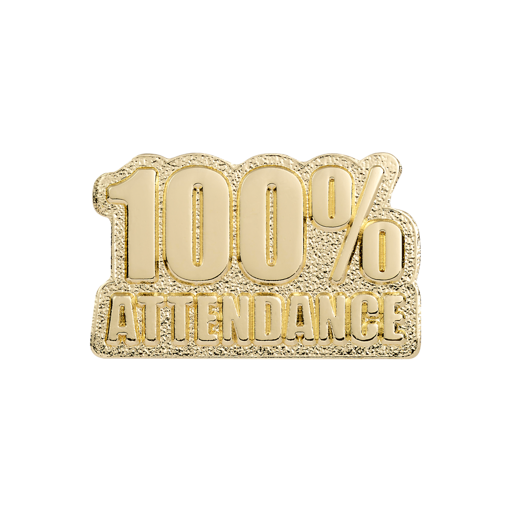 100% Attendance enamel badge